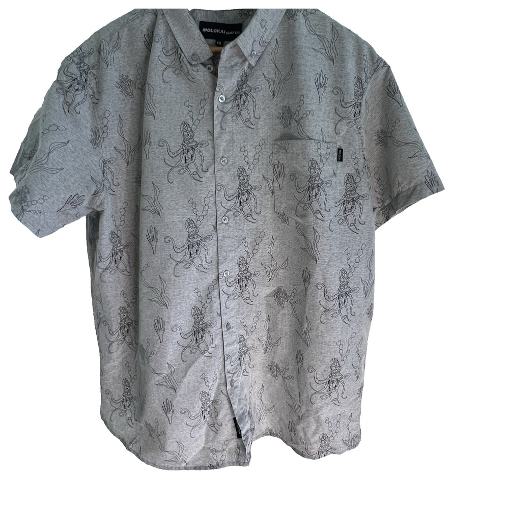 Molokai Surf Co. Shirt Gray Nautical Ocean‎ Graphic Men XXL